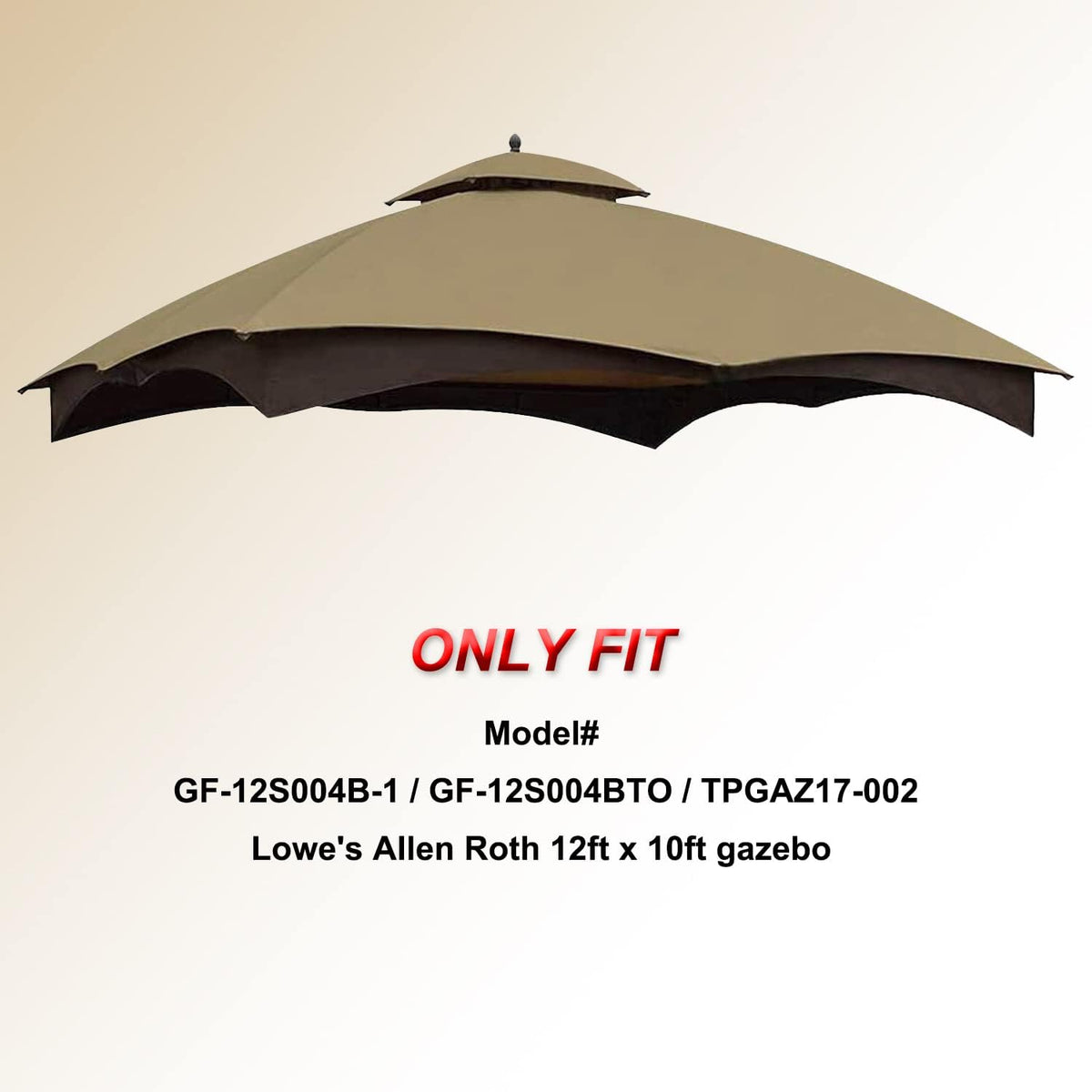 COOSHADE Gazebo Replacement Top for Lowe's Allen Roth #GF-12S004B-1, Beige
