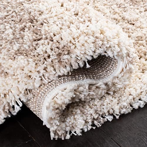 SAFAVIEH Hudson Shag Collection Area Rug - 11' x 15', Ivory/Beige, Geometric Design, Plush 1.9 Inch Thick Ideal for High Traffic Areas in Living Room, Bedroom, Dining (SGH206B)