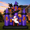 9 FT Giant Halloween Inflatable Haunted Castle with Dragon and Ghost