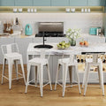 26" Counter Height Bar Stools Set of 4, Kitchen Side Chair Large Seat-White