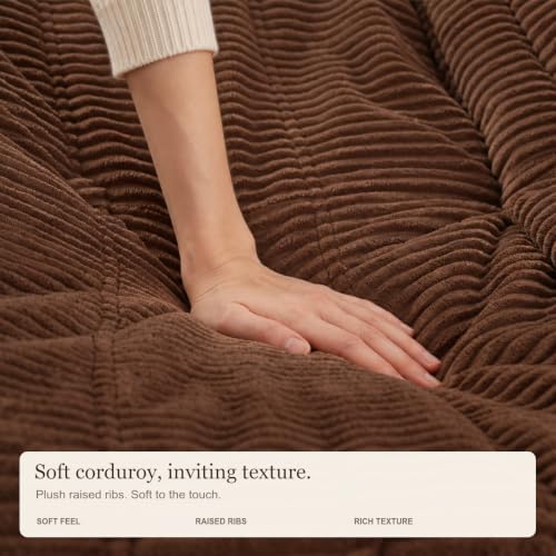 N&V Fireside Chair, Mid Century Armless Floor Sofa, Soft Premium Corduroy Floor Lounge Chair, Foam Sofa for Living Room Bedroom and Office (Future Dusk)