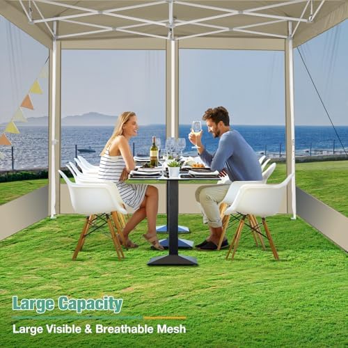 COBIZI 10x10 Heavy Duty Pop Up Canopy Tent with Mosquito Netting Sidewalls
