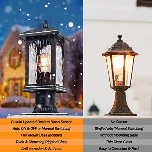 FILIYANO Dusk to Dawn Outdoor Post Lights, Pier Base Included, 1 Pack