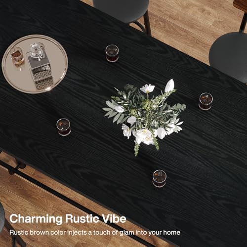 Tribesigns 63-Inch Counter Height Bar Table with Metal Footrest (Black)