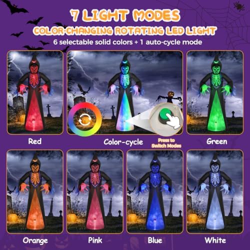 Elegear 12FT Grim Reaper Skeleton Halloween Inflatable Blow Up Decorations