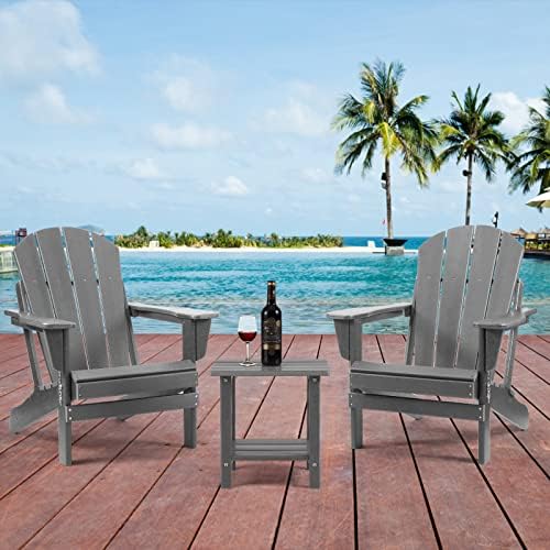 Apolimi Adirondack Outdoor Side Table, 2-Tier Sturdy Patio End Table Weather Resistant, 16.5" Solid Side Table for Patio, Pool, Porch