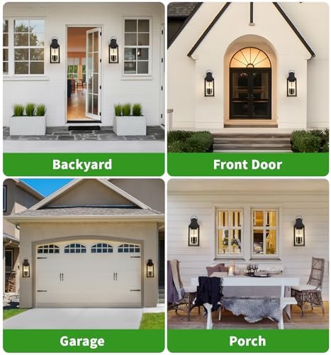 25'' Large Outdoor Wall Lights, Modern Black Exterior Sconce Light Fixture