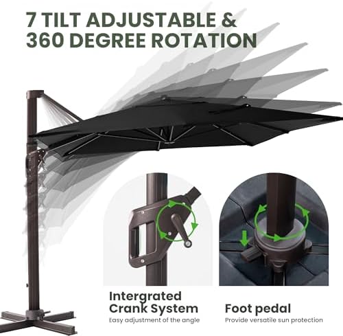 9' X 12' Cantilever Patio Umbrella Rectangular Outdoor Umbrellas