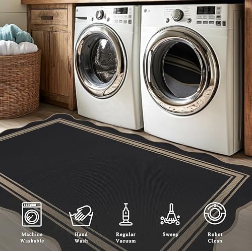 Zeeinx 5x7 Scalloped Rug Easy Jute Washable Outdoor Patio Rug