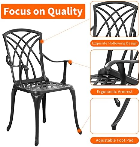 Outdoor 3 Piece Bistro Set Cast Aluminum Bistro Table and Chairs Set of 2, All Weather Bistro Patio Set, Patio Furniture for Garden Black