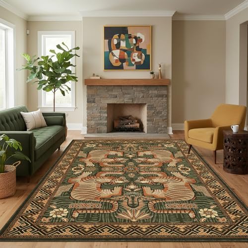 GarveeHome Large Tiger 9x12 Area Rugs Boho Washable Vintage Living Room Rug