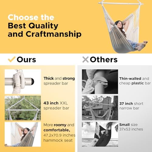 ADVOKAIR Hammock Chair Swing XXL, 1/3 Larger Than Standard, 500lbs