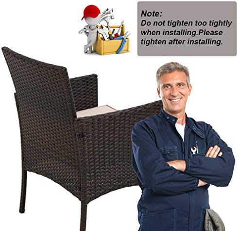 FDW 4-Piece Patio Furniture Set | Brown & Khaki | Outdoor Wicker Furniture