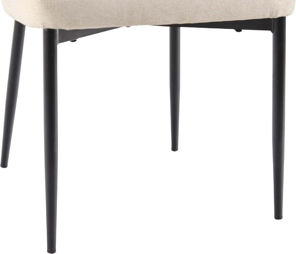 Walker Edison Modern Curved Back Upholstered Dining Chair with High-Performance Woven Upholstery and Powder Coated Steel Base, 2pk, Ivory