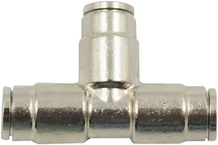 10pcs Nickel Plated Brass Push to Connect Fitting for High Pressure Mist Cooling System, Misting Tee Slip Lock, 3/8" Tube OD