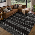 8x10 Washable Area Rugs for Living Room Boho Bedroom Rug Black/White