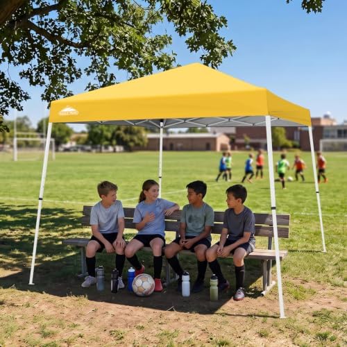 EAGLE PEAK 10x10 Slant Leg Pop Up Canopy Tent, Yellow