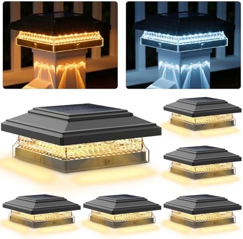 SIEDiNLAR Solar Post Cap Lights 4x4 & 5x5, 6 Pack 2 Modes 50 Lumens Black