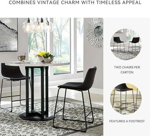 Signature Design by Ashley Counter Height Bar Stool, Set of 2, Black