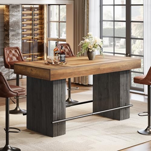 Tribesigns 62.2 Inch Bar Table, Industrial Counter Height Pub Dining Table