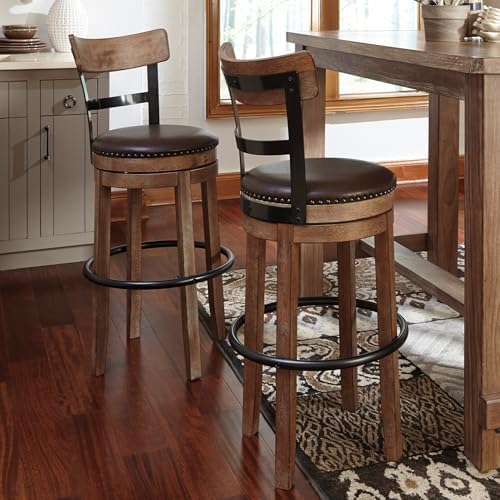 Signature Design by Ashley Pinnadel 30" Swivel Bar Height Barstool, Brown