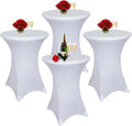 Cocktail Table Covers White Spandex High Top Table Cloths 4 Pack 32x43 Inch
