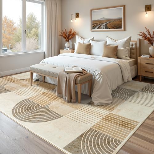 Washable Area Rugs for Bedroom Living Room 4x6 ft, Non-Slip Modern Rug
