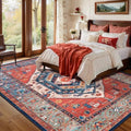 SERISSA 5x7 Washable Non Slip Boho Area Rug for Living Room，Rust