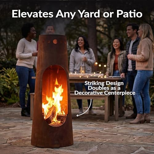 Sunnydaze Santa Fe Large Wood Burning Chiminea Outdoor Fireplace, 50"