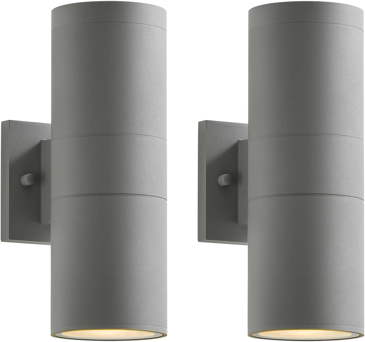 mirrea 12" Modern Outdoor Porch Light in 2 Lights, 2 Pack, Metallic Gray