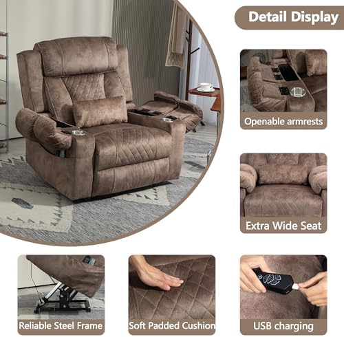 FUNECORP Big Man Power Lay Flat Lift Recliner Chair,Tan