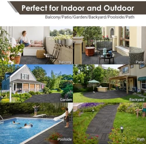 primezone 54 pcs solid acacia wood interlocking patio, view 9