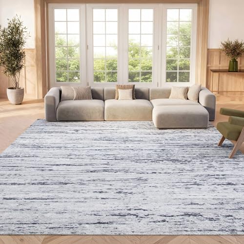SAFAVIEH Amelia Collection Area Rug - 6' x 9', Light Grey & Charcoal, Modern Abstract Design, Non-Shedding & Easy Care, Ideal for High Traffic Areas in Living Room, Bedroom (ALA768F)