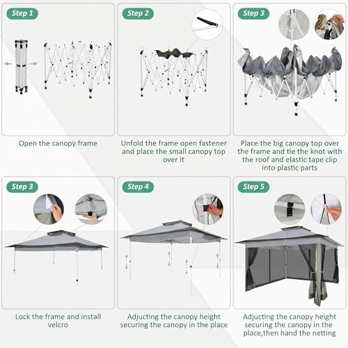 COBIZI 12x12 Pop Up Gazebos On Clearance - Portable Gazebo with Mosquito Nettings- Upgrade Easy Up Outdoor Canopy Waterproof, 4 Ropes 8 Stakes and Carry Bag for Patio Garden(Dark Gray)
