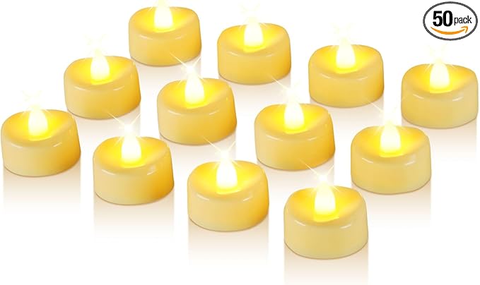 Raycare 50 Pack LED Tea Lights Battery Operated, 200+Hour Flickering Votive C...