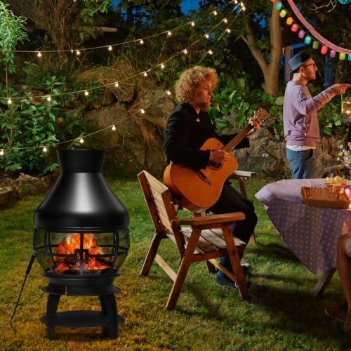 Giantex Wood Burning Chiminea, Heavy Duty Fireplace Chiminea for Patio