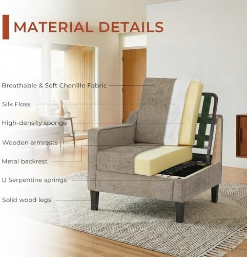 TLSUNNY Accent Chair, Mid Century Modern Living Room Chairs