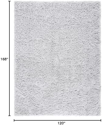SAFAVIEH Polar Shag Collection Area Rug - 10' x 14', Silver, Solid Glam Design, Non-Shedding & Easy Care, 3-inch Thick Ideal for High Traffic Areas in Living Room, Bedroom (PSG800D)