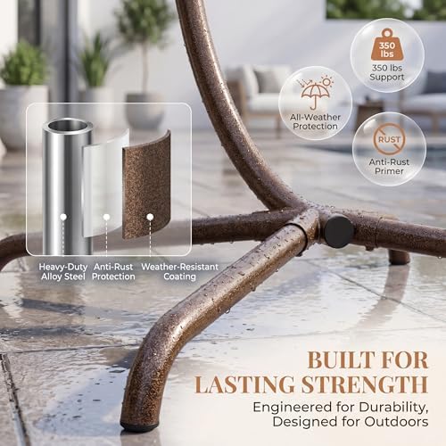RADIATA Egg Chair Outdoor with Stand, PE Wicker Hanging Swing Egg Chair