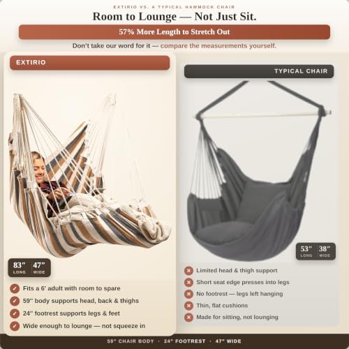 Hanging Hammock Chair Swing with Footrest - XL Hammock Swing Chair