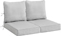 Olefin Deep Seat Cushion Set of 2, Water Resistant Patio Light Gray 24x24x4