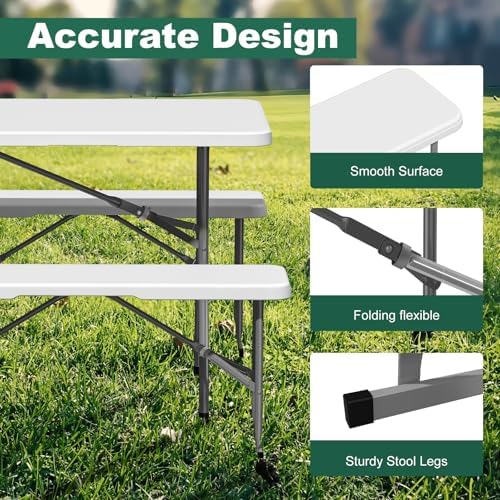 6ft Folding Bench 2 Pack for Picnic Party Camping, 650lbs Capacity