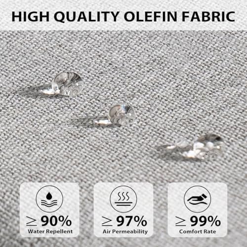 Olefin Deep Seat Cushion Set of 2, Water Resistant Patio Light Gray 24x24x4