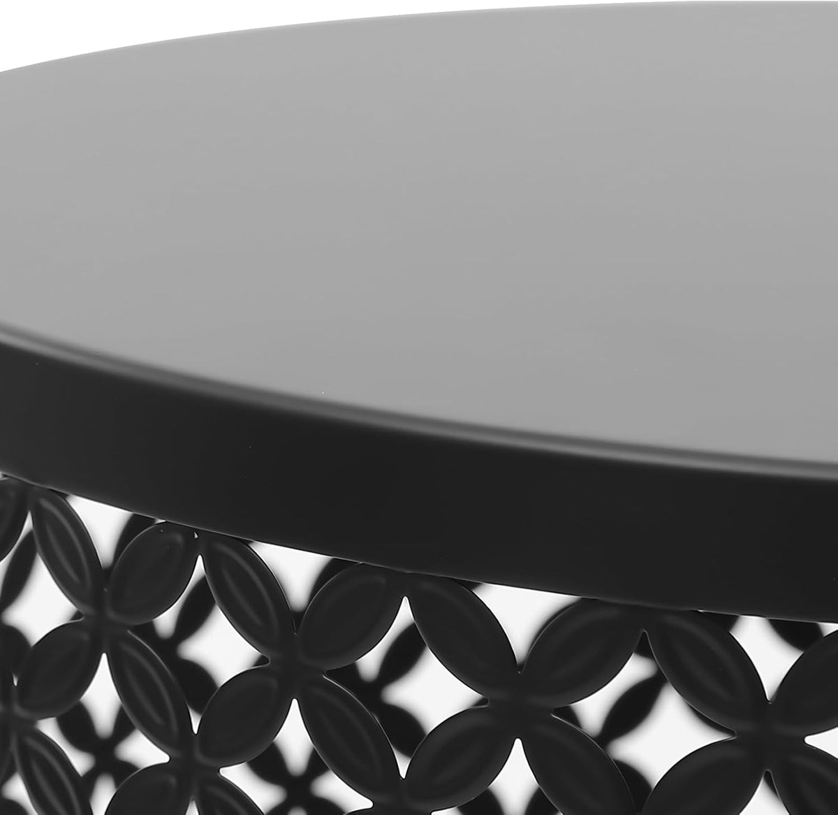 Set of 2 Outdoor Side Table, Garden Stool for Patio, Metal Accent Table Modern End Table, Patio Side Table for Garden, Balcony, Bedroom Indoor Outdoor Decorative, Jet Black