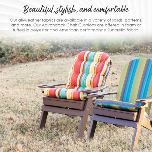 RSH DECOR: Tufted Adirondack Chair Cushion | 42.5” x 21” | All-Weather Spun Fabric | Water and Fade-Resistant | Outdoor Cushion for Patio Furniture | Gregoire Fresco