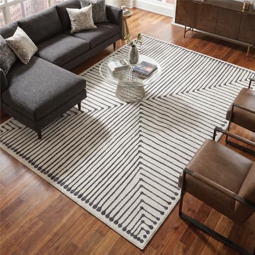 GLN Rugs Washable Modern Area Rug 5x7 Living Room, Geometric Bedroom Rug