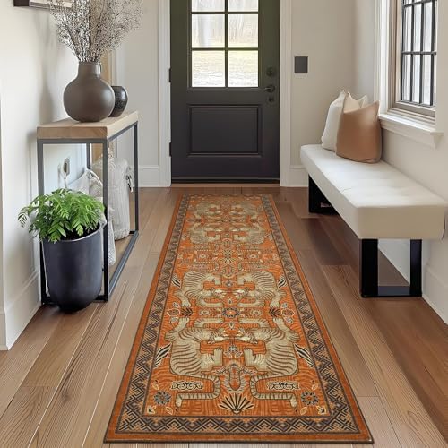 GarveeHome Tiger Print 2.5'x8' Washable Non Slip Runner Boho Hallway Rugs