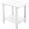 Meluvici Double Adirondack Outdoor Side Table Weather Resistant, Patio Rectangular End Table for Adirondack Chair, White