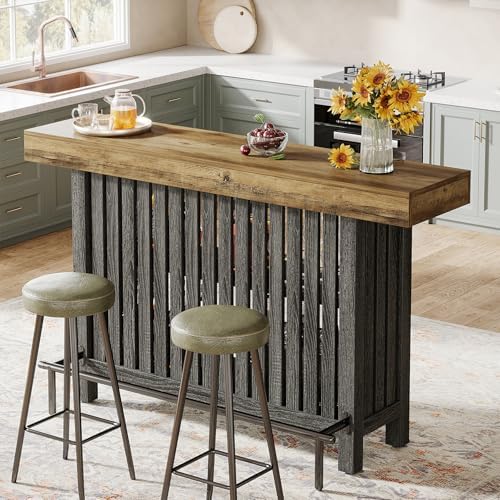 Tribesigns 63" Large Bar Table, 2-Tier Counter Height Table with Footrest