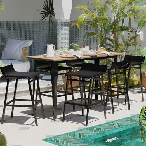 Sundale Outdoor Patio Metal Bar Stools, Low Back Modern Counter Height